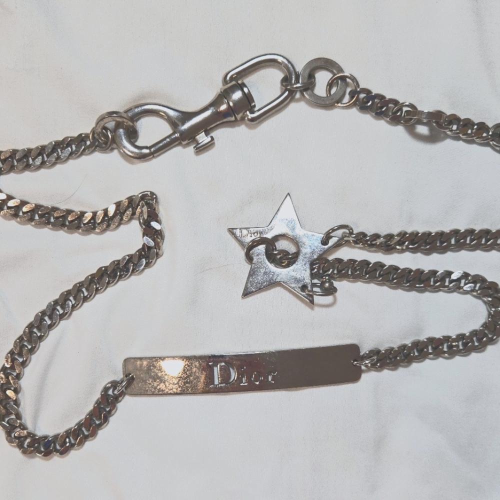 Dior silver chain belt with star